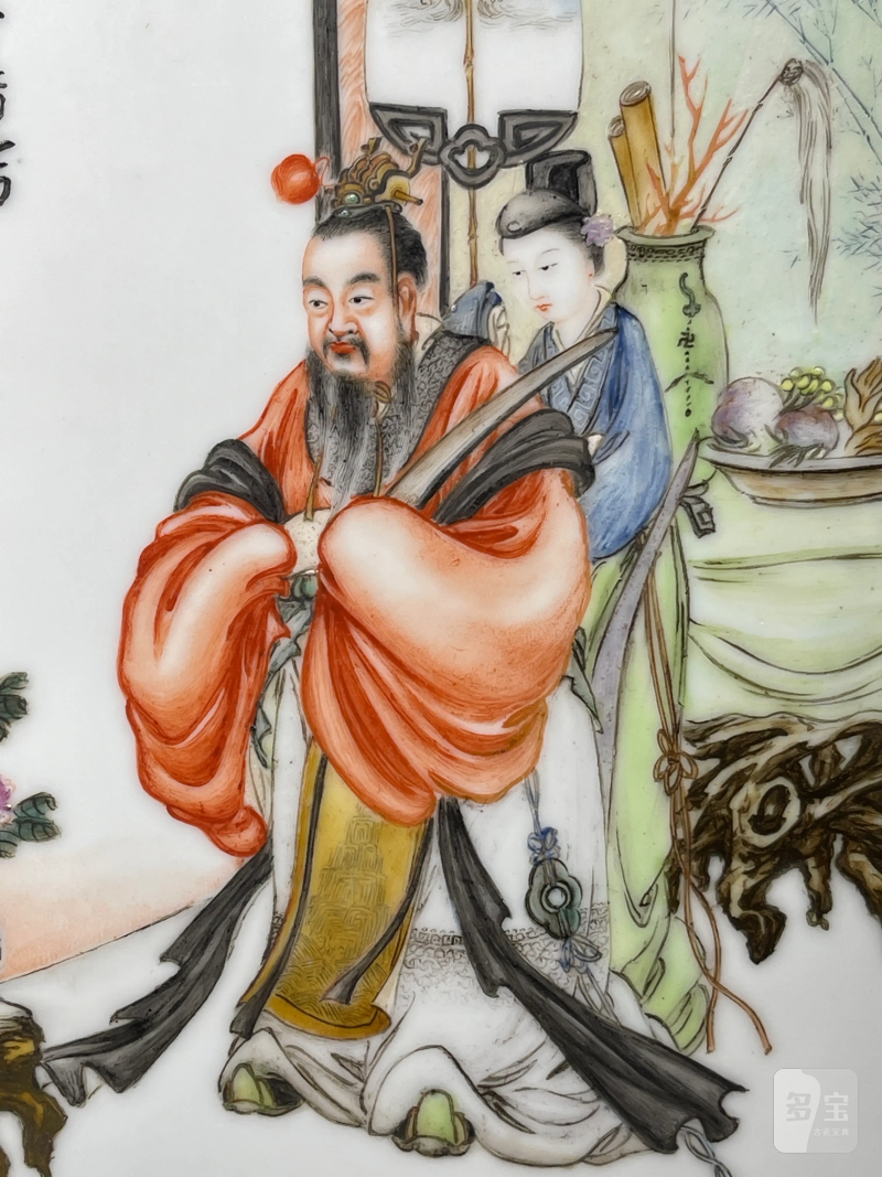 民国 王隆夫画粉彩大富贵亦寿考纹瓷板 - 图3